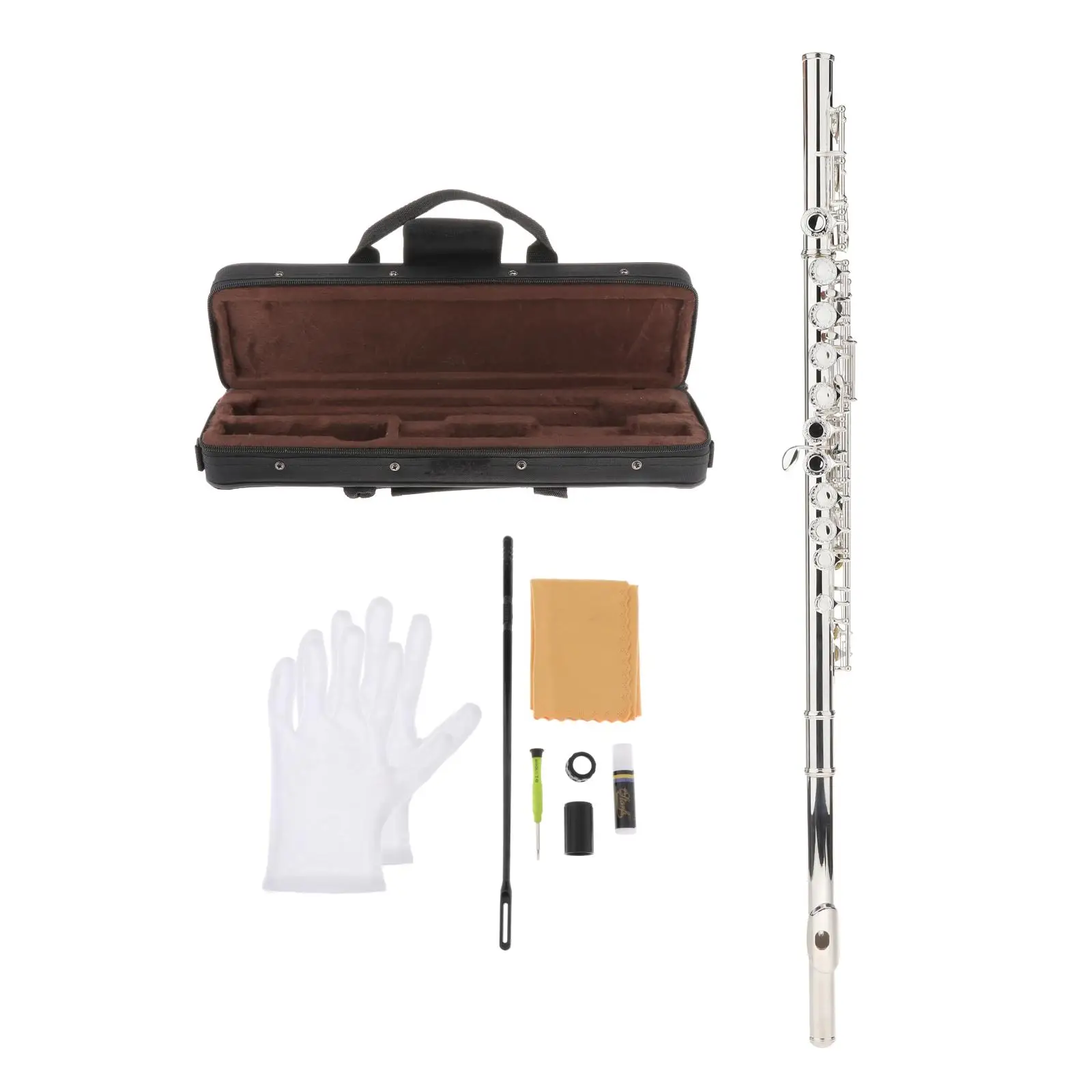 

Closed 16 Hole C Flute Stage Performance Play Instrument Silver Plated