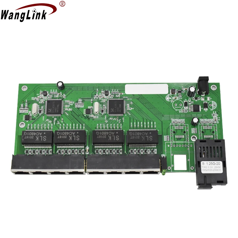 Wanglink Gigabit ethernet switch 8 rj45 1 sc fiber 10/100/1000 m ethernet 1g8e optical fiber media converter single pcba mode