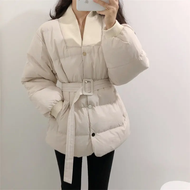 Женская короткая куртка из хлопка HziriP плотная теплая свободная повседневная с