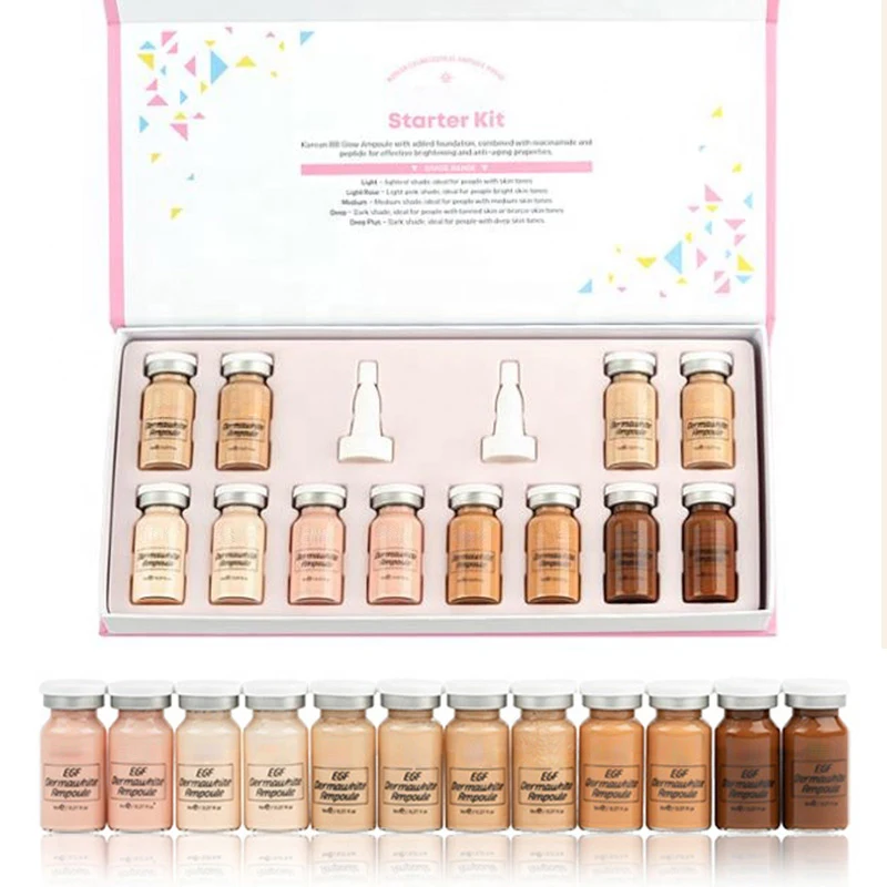 

12 vials Korean Cosmetic Dermawhite BB Cream Glow Behandling Starter Kit Stayve Liquid Foundation For Skin Whitening Brightening