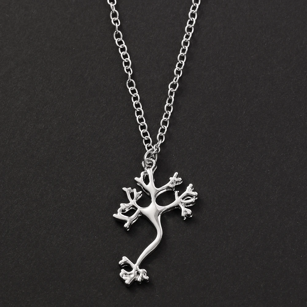 Серебряные цвета ожерелье с нейроном медицинские ювелирные изделия звено цепи