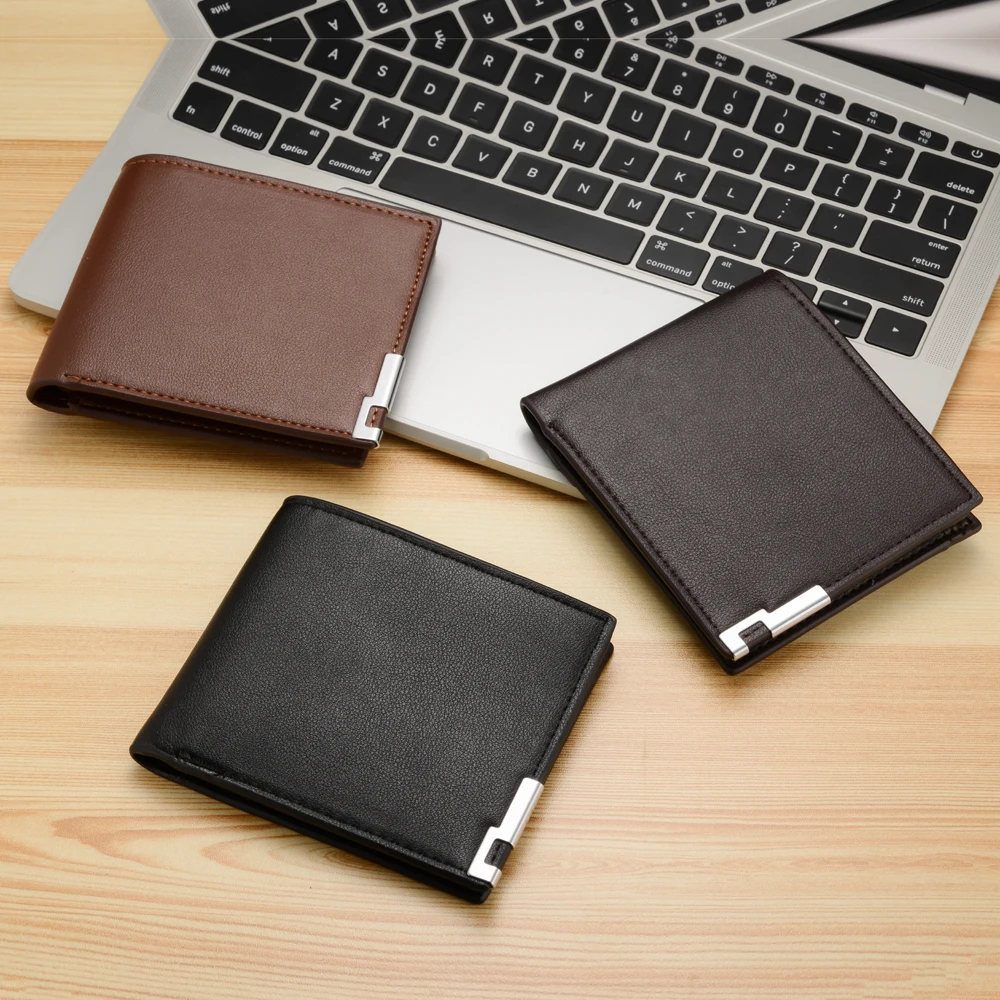 

Luxury Men Leather Wallet Solid Slim Men Wallets Pu Leather Black Magic Three Fold Small Wallet Credit Card Wallet Male F75468
