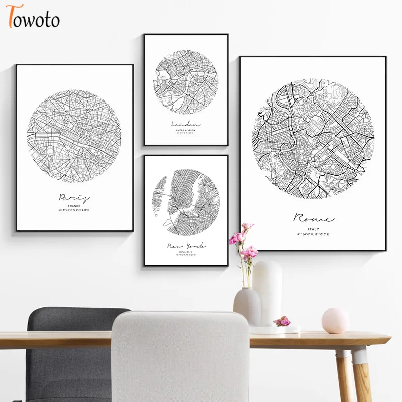 Картина на холсте с изображением Лондона Нью-Йорка черно-белый плакат 50x70