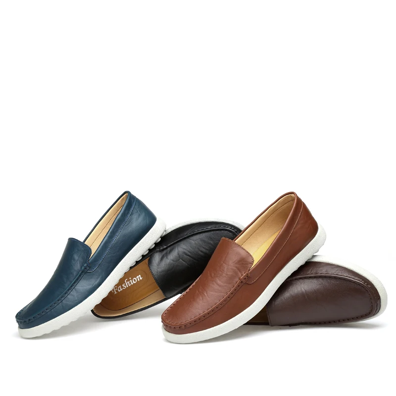 

Fashion Leather Shoes Men Casual Shoes Men Loafers Soft Driving Shoes Men's Flat Moccasins Handmade Chaussure Homme %H1801-C7