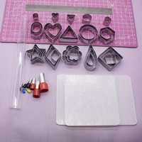 42pcslot polymer clay earring diy kit hobby tools stainless steel clay cutter blade acrylic press board roller craft supplies