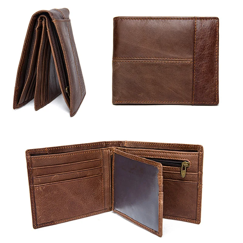 Мужской кошелек из натуральной кожи деловой двухслойный компактный с отделением