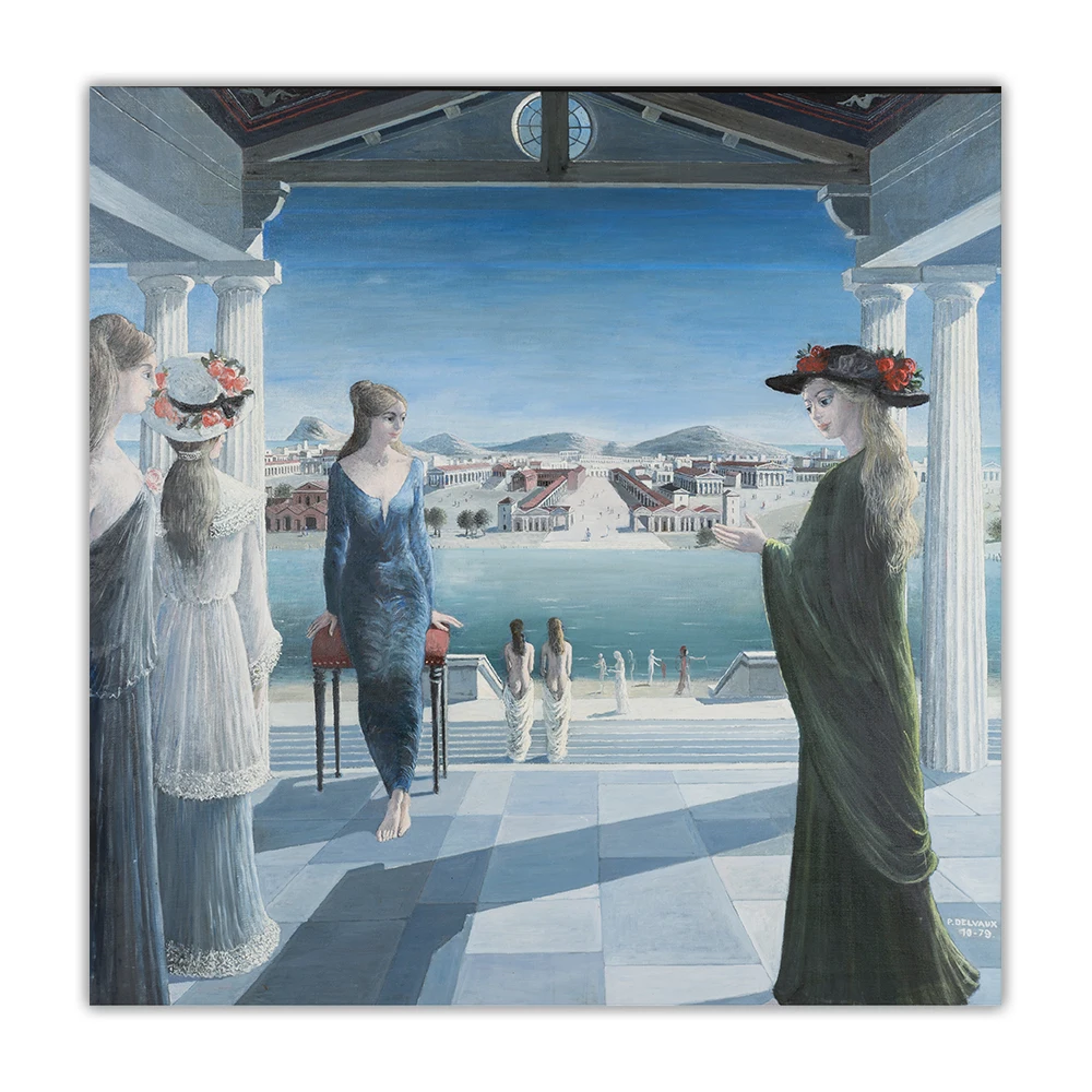 Цитон Пол Дельваux 《Муна город》Свереализм Холст Картина Маслом Плакат Фон