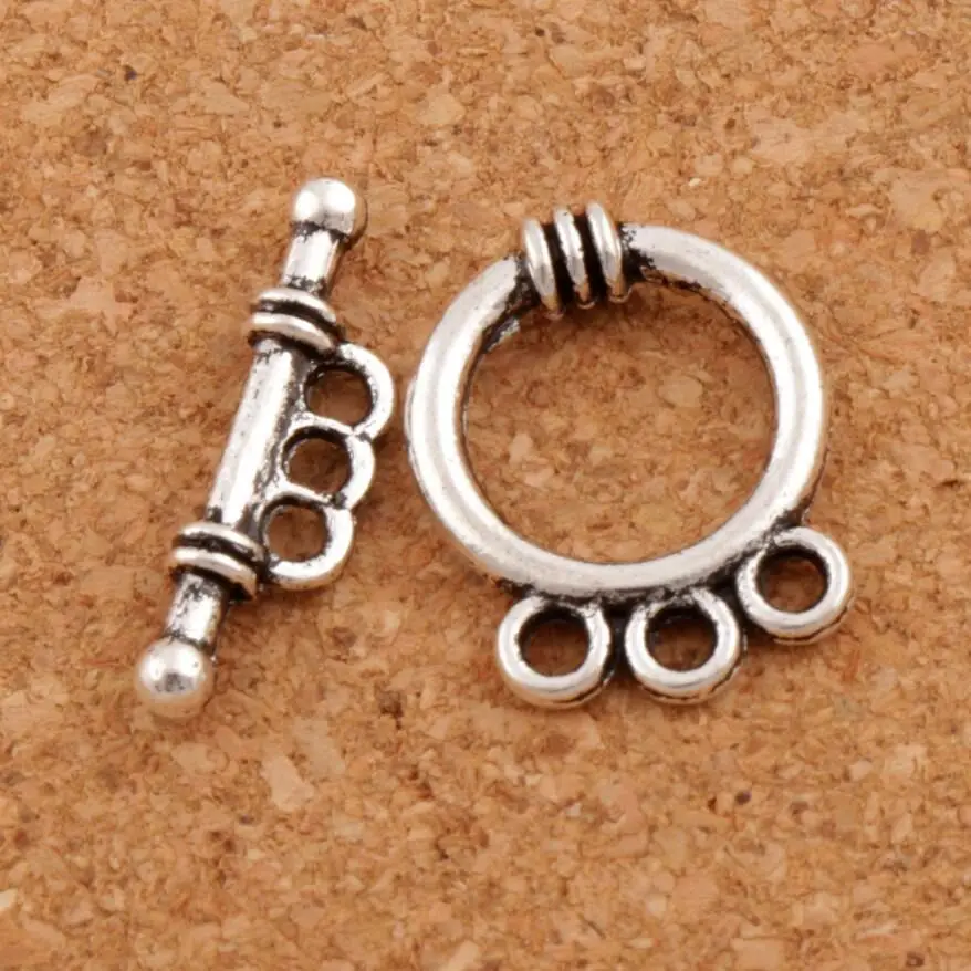 3-Hole Ring Bracelet Toggle Clasp 17.8x13.8mm 100sets Zinc Alloy Jewelry DIY Findings Fit Bracelets L868