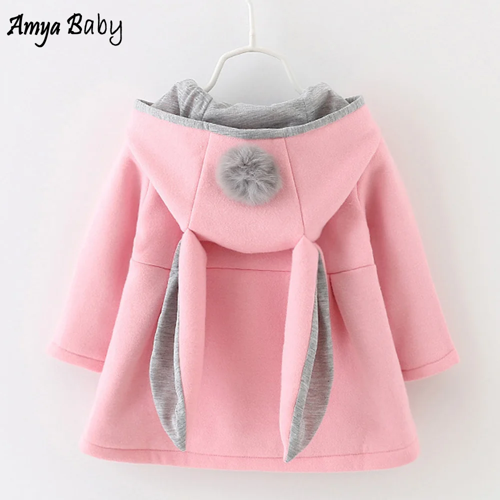 Детское пальто с капюшоном AmyaBaby осенне-зимнее мультяшным рисунком для девочек