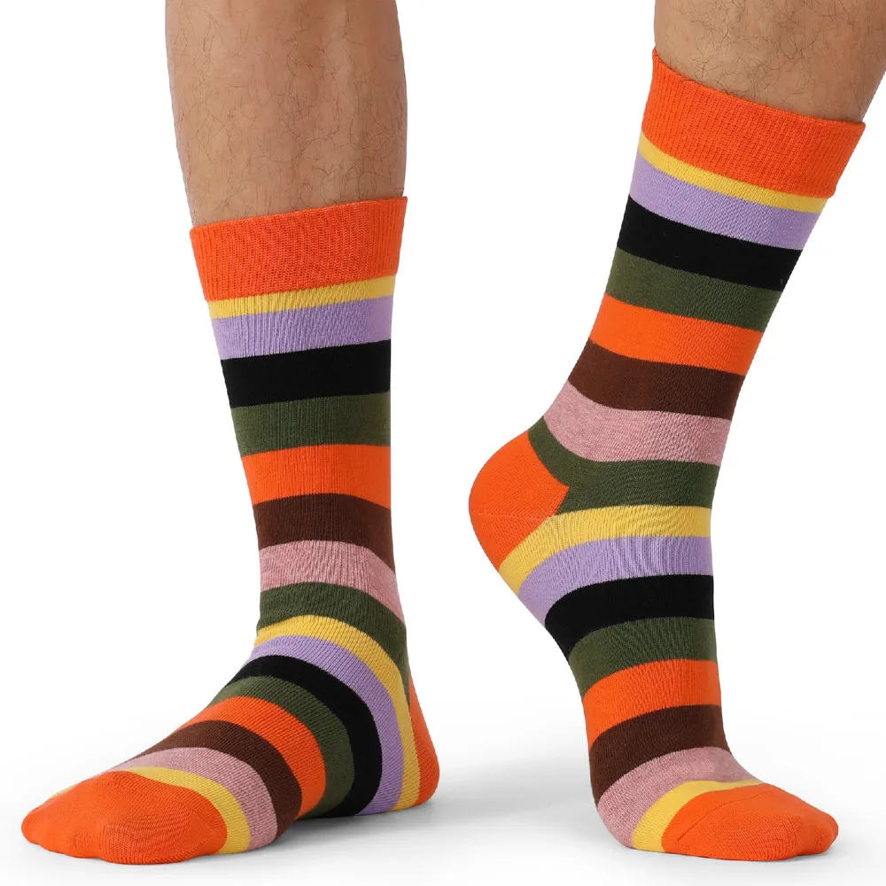 

Size 41-49 Casual Fashion Cotton Funny Long Women&Men Socks Contrast Color Rainbow Larger Size Stripe Socks for Men