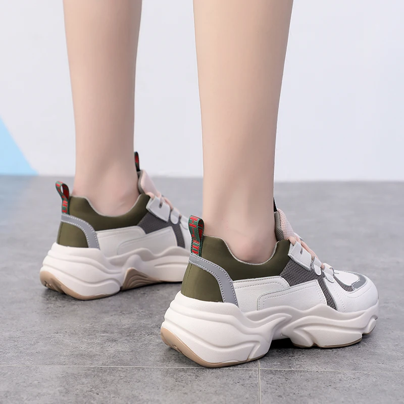 Женские кроссовки на толстой подошве Fujin дышащие водонепроницаемые платформе с