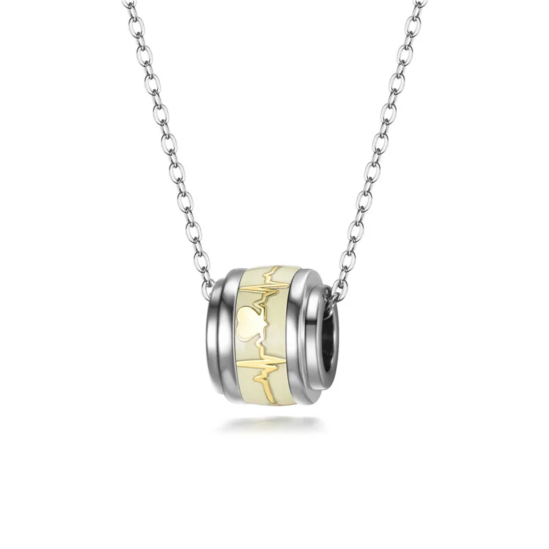 

European and American new titanium steel couple pendant fresh and creative E CG luminous necklace stainless