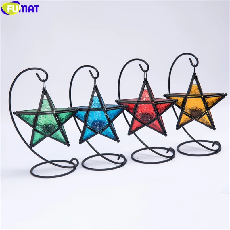 Цветной подсвечник FUMAT со звездами металлическая настольная лампа настольное