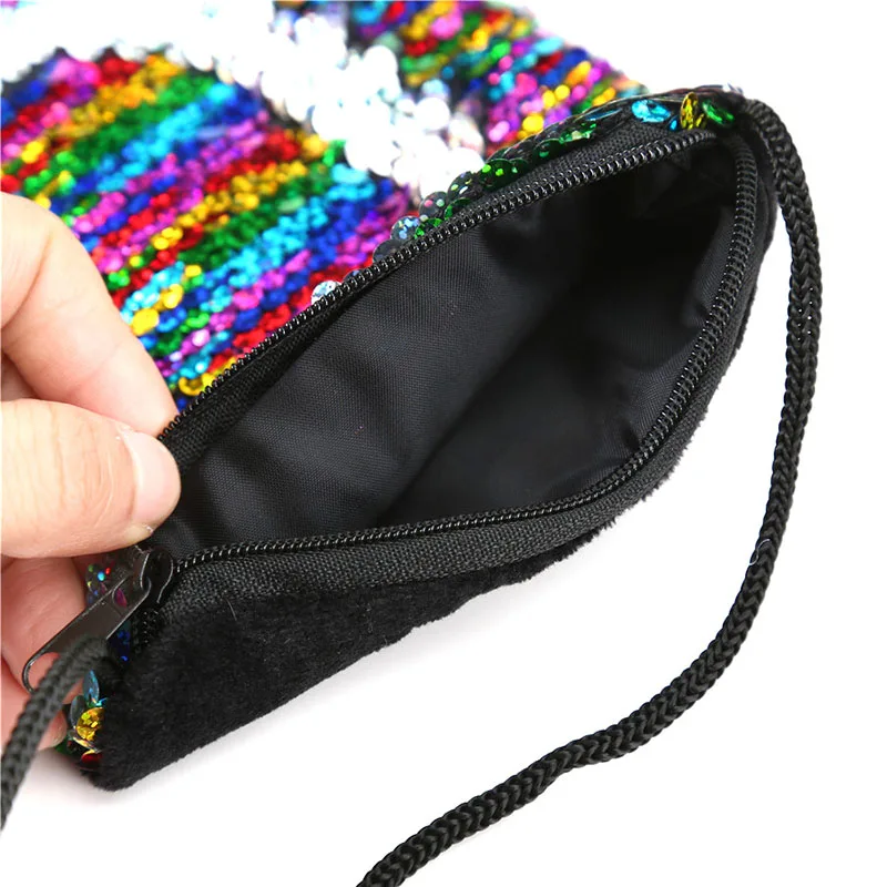 

Girls Sequins Oblong Rectangle Messenger Bag Pocket Purse Phone Pouch Chest Cute For Kids Children