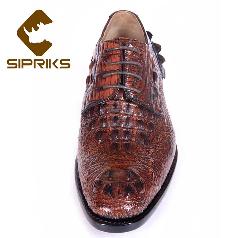 Sipriks Men's Crocodile Skin Shoes Italian Goodyear Dress Imported Alligator Leather Gent Suits Boss Casual Business Wear | Обувь
