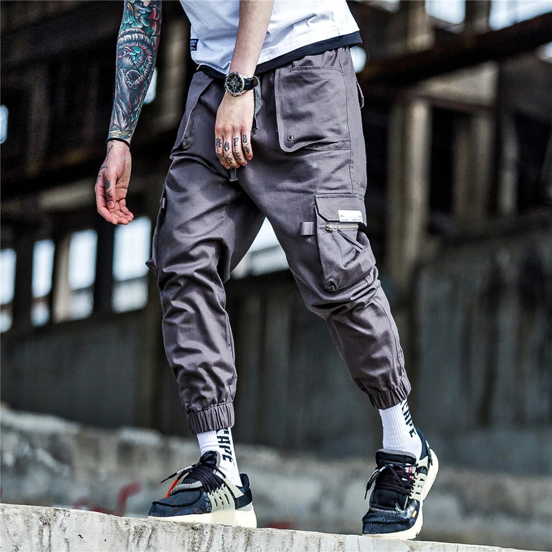 

2019 Mens Hip Hop Cargo Pants Pockets Vintage Tatical Pant Men Streetwear Casual Harem Pants Military Trousers