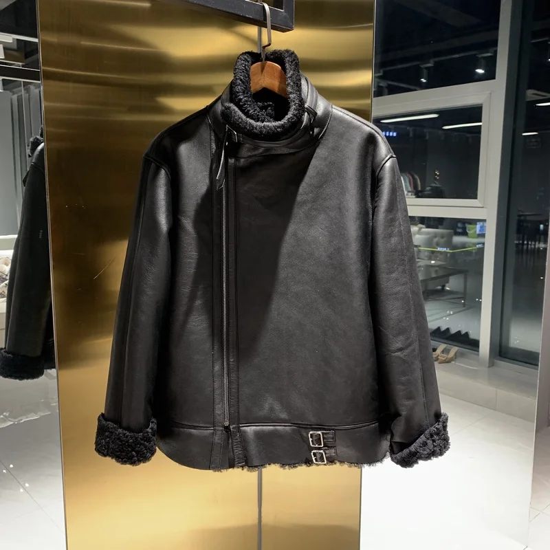 Куртка из натуральной кожи женская зимняя куртка овечьей шерсти Женское пальто