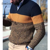 mens knitting sweater 2020 autumn new elegant leisure casual patchwork color v neck sweaters pullovers male winter warm clothes