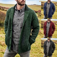 sweater men knitted cardigans cardigan fluffy knitwear top men sweater solid color long sleeve warm knitted lapel cardigan coat