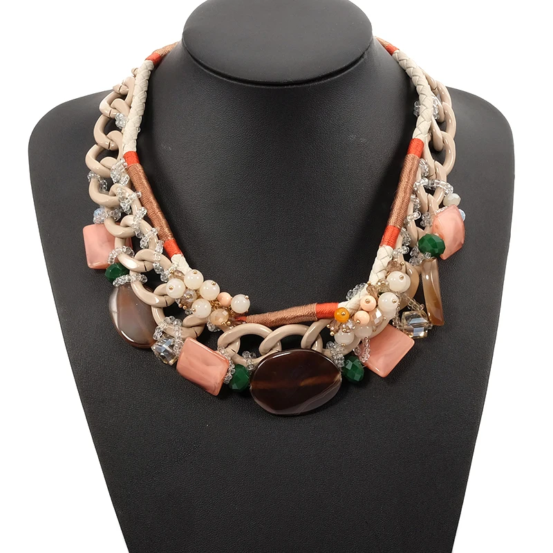 

Statement Ethnic Women Chic Bohemian Trendy Gemstone Glass Crystal Choker Necklace Fashion Wedding Bridal Jewelry