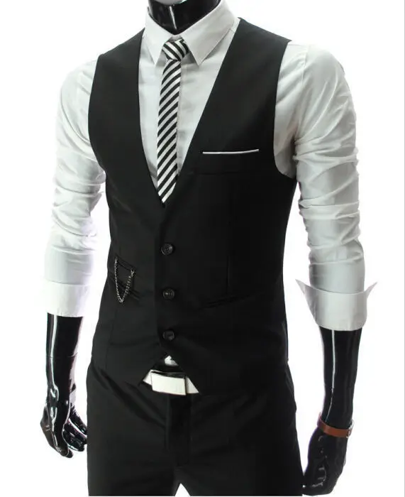 Collectie Jurk Vesten Voor Mannen Slim Fit Heren Pak Vest Mannelijk Gilet Homme Casual Mouwloze Formele Zakelijke jas | Мужская одежда