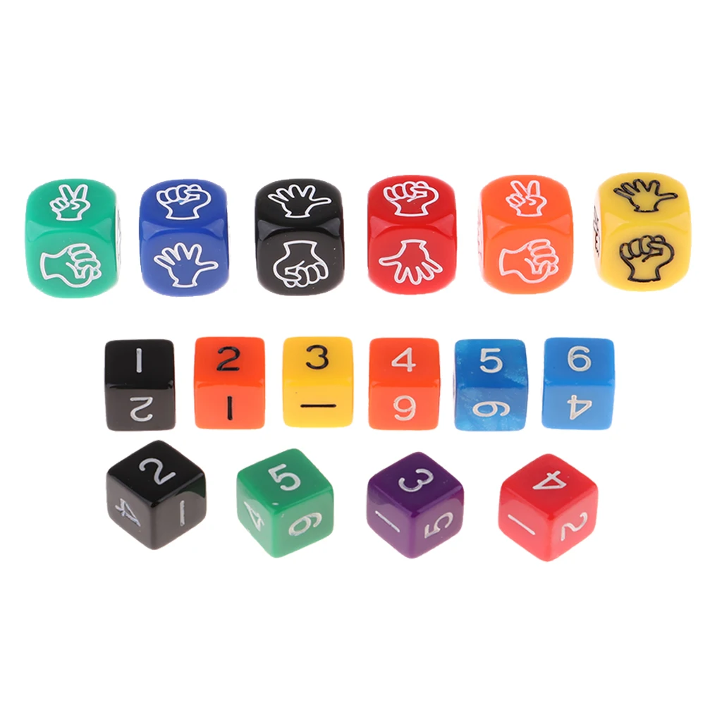 6 шт. рок Бумага ножницы кости + цифровой кубики указывающий палец Игральные набор