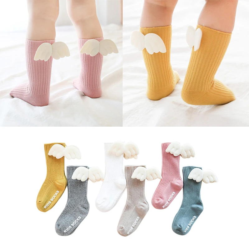Newborn Baby Kids Socks Cute Wings Toddlers Girls Knee High Long Breathable Comfortable Soft Cotton Baby Socks