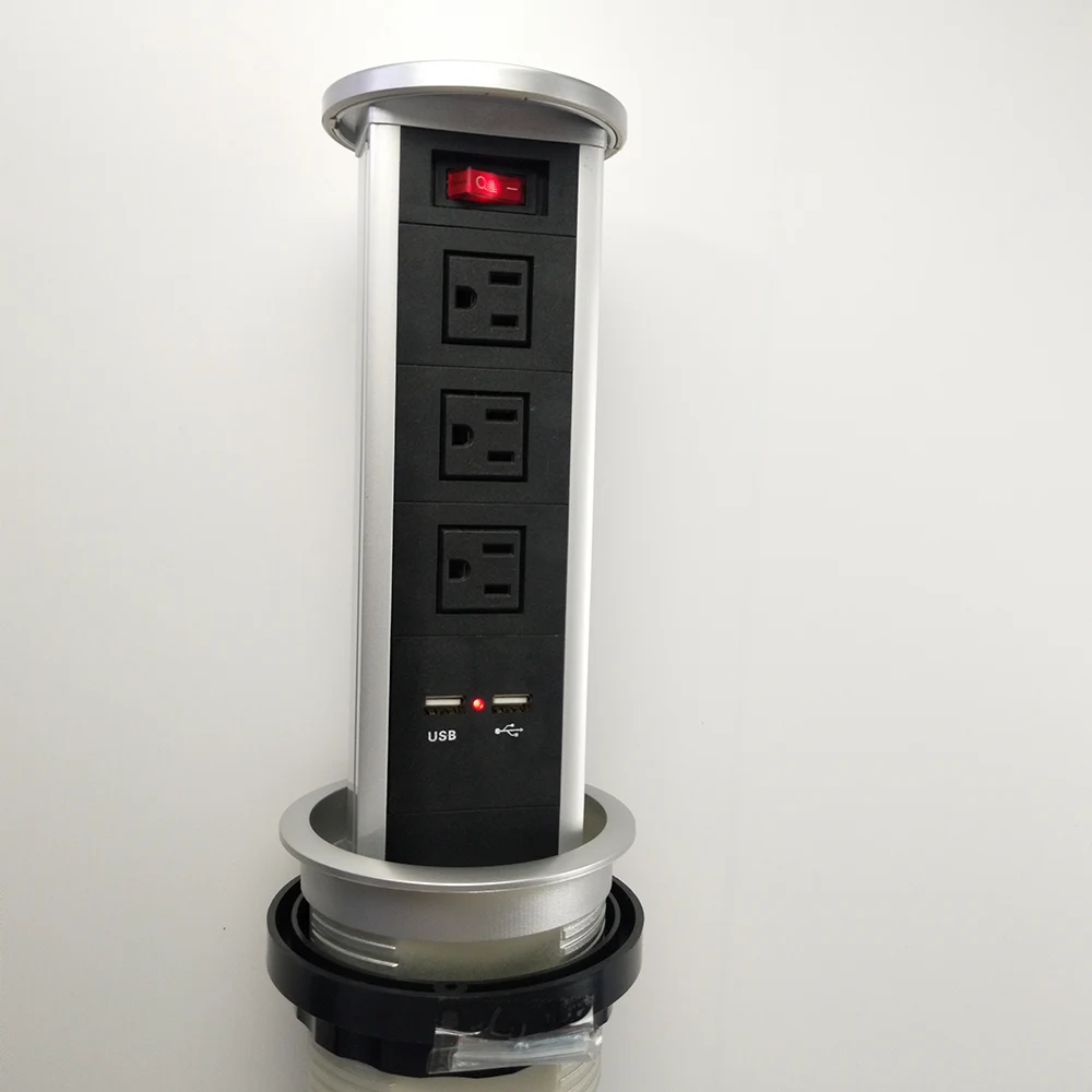 Пневматическая Выдвижная настольная розетка/3 позиционная американская