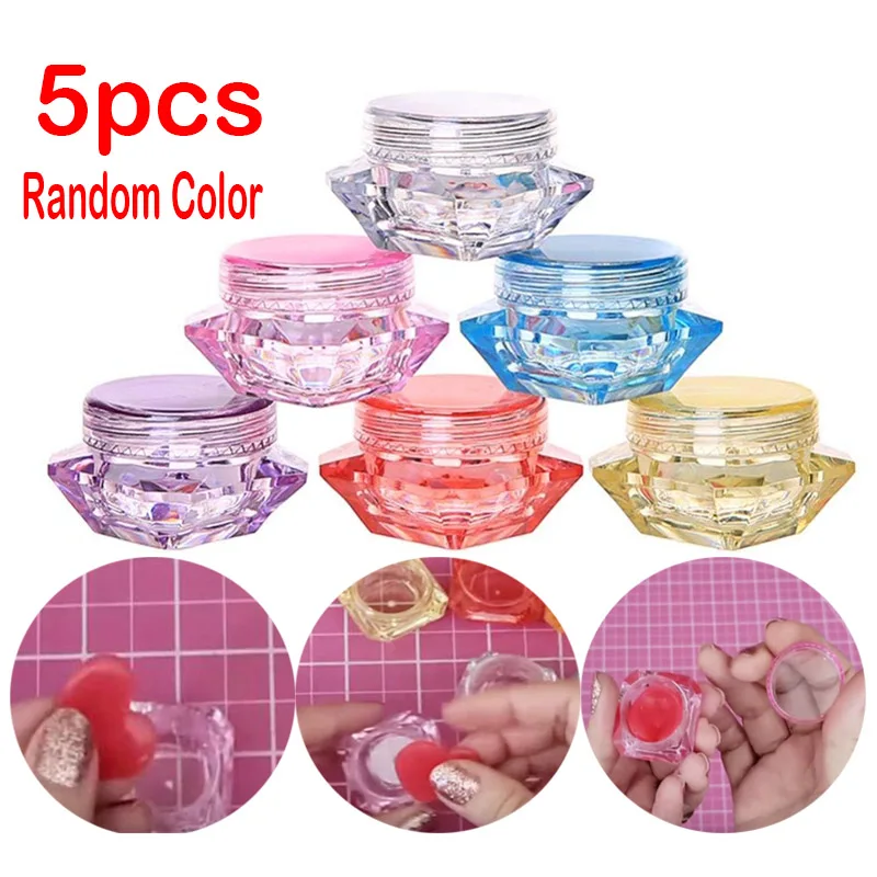

5pcs 5D DIY Diamond Empty Containers Plastic Clear Pot Jars to Hold Diamond Painting Accessories Wax, Nails, Powder, Jewelry
