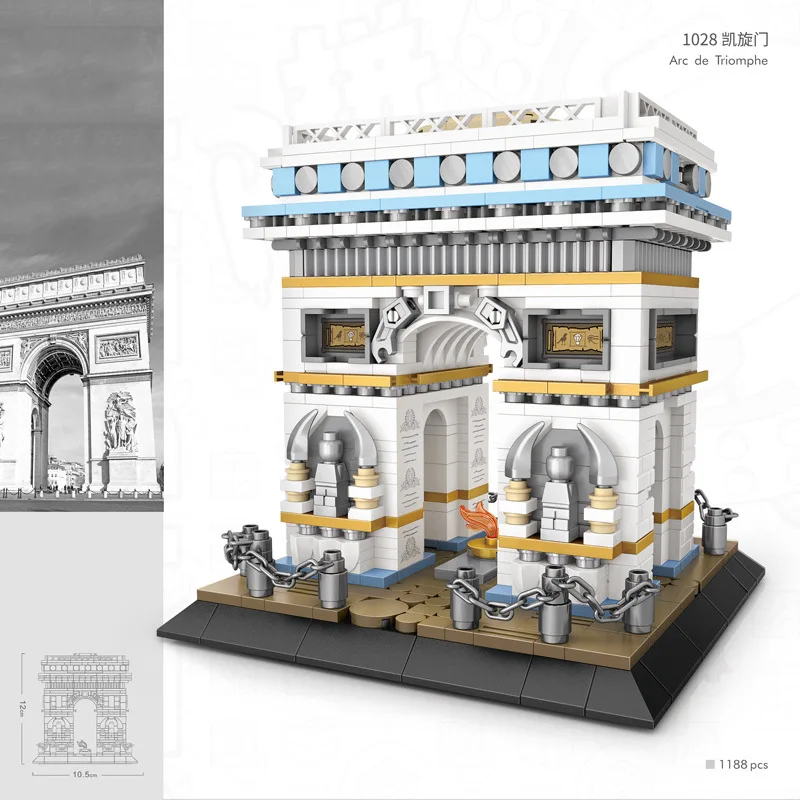 

MINI Building Blocks World Famous Classic Architecture Arc De Triomphe 1188pcs Collection Gifts for Kids Diy Exhibition Toy