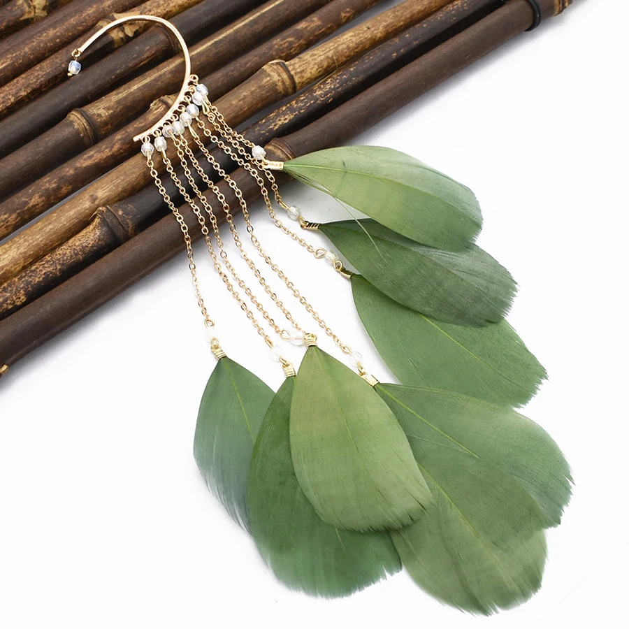 1 шт. богемные красочные серьги-петли с перьями для женщин аксессуары модные