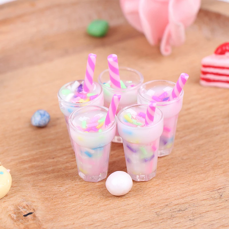 

New 5Pcs 1:12 Dolls Kitchen Food Dollhouse Miniature Cream Drinks Bottles Model
