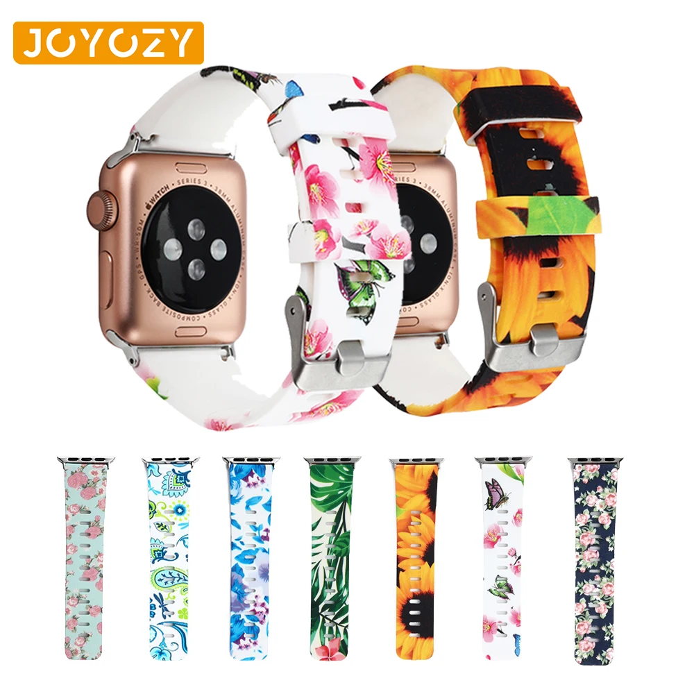 Спортивный силиконовый ремешок Joyozy для apple watch 38 мм/40 мм/42 мм/44 мм мягкий с принтом