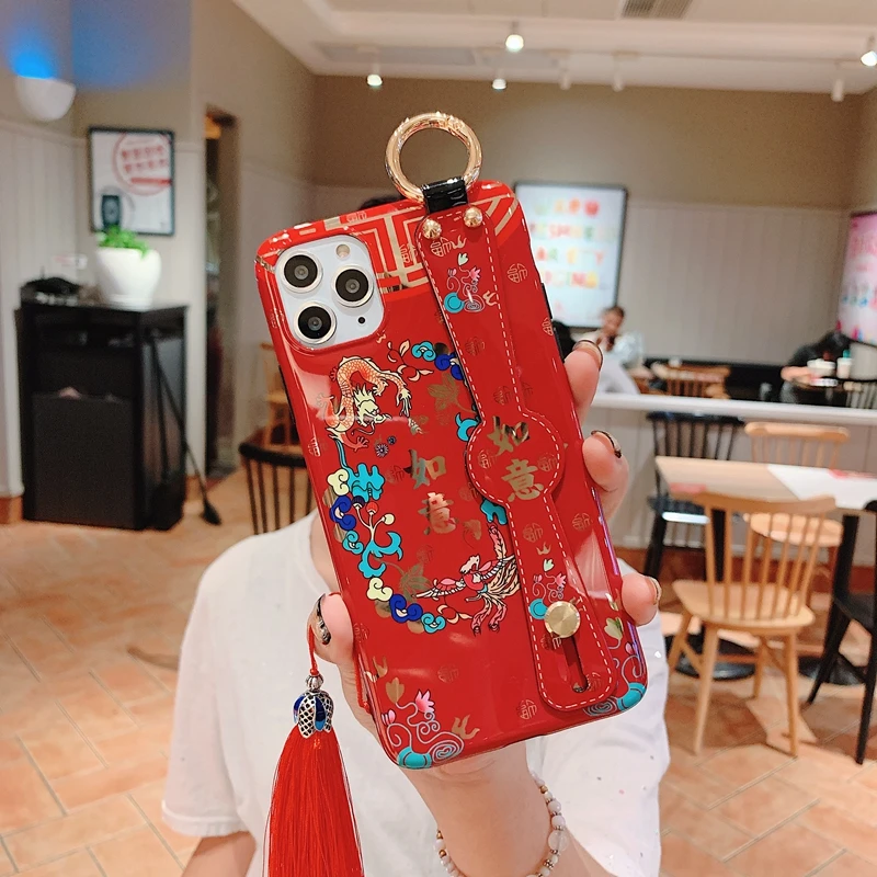 Наручный ремешок чехлы для iPhone 11 Pro XS Max X XR 8 7 6 6S Plus ретро китайский стиль наручный
