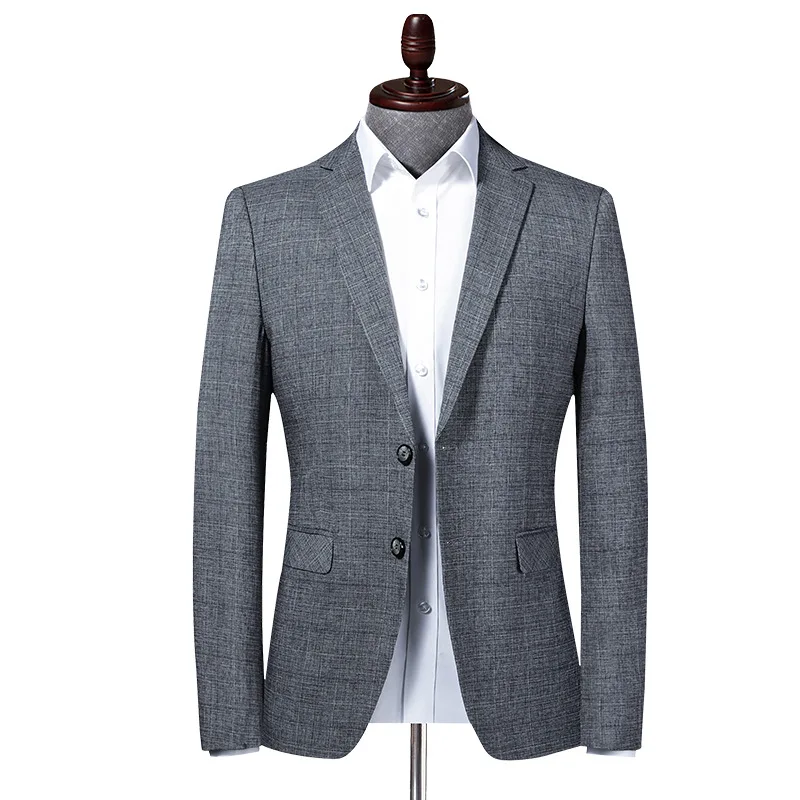 

Office Business Men Blazer Work Formal Casual Check Suit Jacket Slim Daily Life Banquet Party Single Breasted Two Buttons Gray