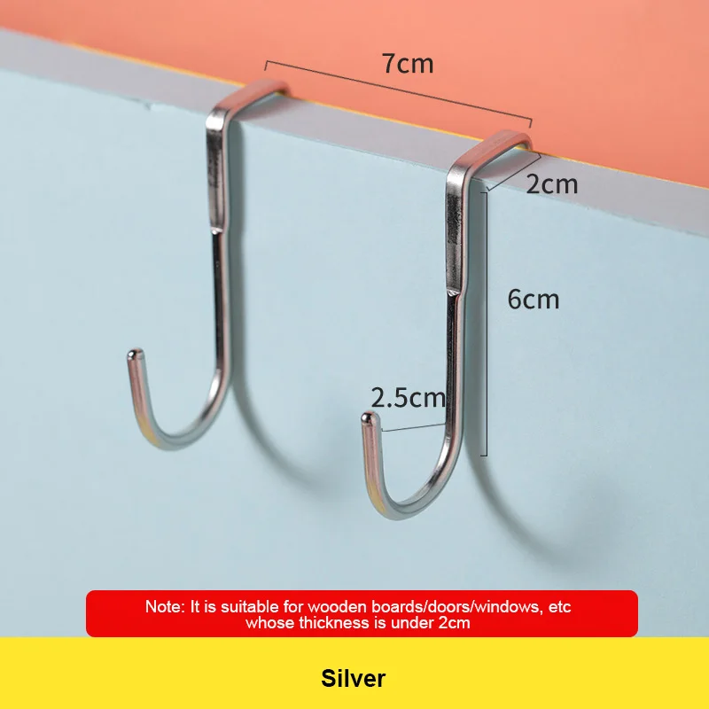 

5/10pcs Bathroom Hangers Cabinet Door Hooks Multifunctional Kitchen Hook Bath Holder Scarf Hanger Stainless Steel Rack