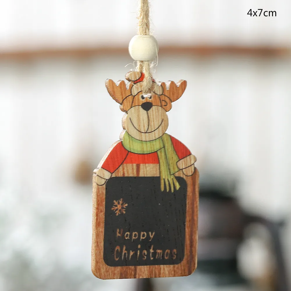 Merry Christmas Elk Деревянные Подвески, украшения орнамент с рождественской елкой DIY деревянные поделки детский подарок украшения для дома Рождественская вечеринка - Цвет: elk with blackboard
