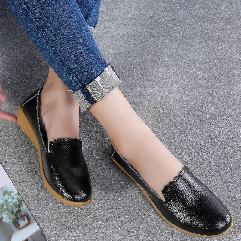 WeiDeng/Женская обувь для отдыха из натуральной кожи Обувь в стиле ретро на плоской