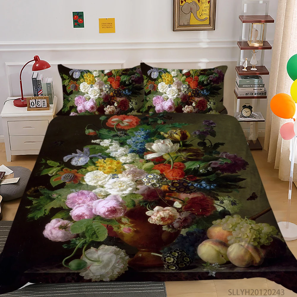 

3D Oil Painting Bedding Set Sunflower Print Duvet Cover Set King Queen Full Double Bedroom Decor Girls Kids Teen Adult 2/3 Pcs
