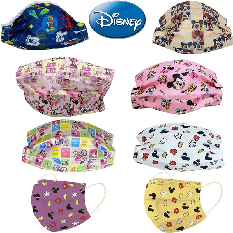 

50Pcs Cute Cartoon Mickey Print Face Shield Mask Fashion Women Men Waterproof Anime Face Mask 3-Layer Protective Dust Masque