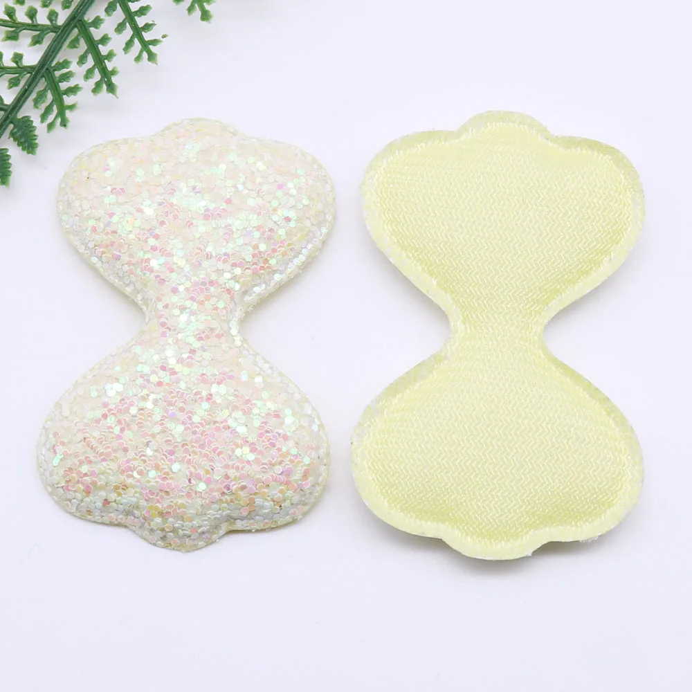 10pcs Patches On Clothes Glitter Padded Sequin Cloth Pretty Bowknot Knapsack Headwear Hair Clip Accessories Craft Supplies 084