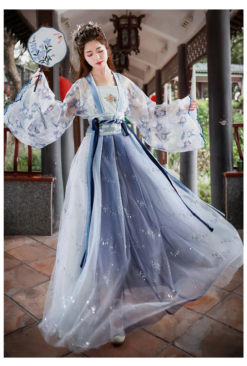 Традиционный Hanfu Женский китайский костюм Тан древний костюм юбка Феи Восточный элегантный одежда принцессы для косплея DL4455