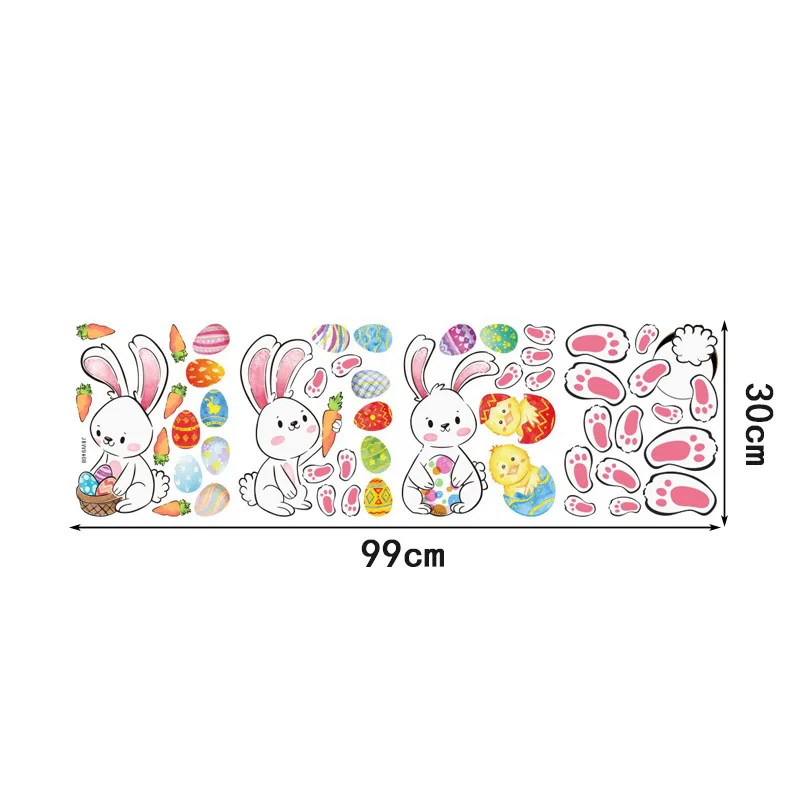 

Cute Bunny Easter Window Sticker Easter Chicken Eggs Rabbit Carrot Kids Easter DIY Gift Happy Easter Party Decor For Home 2021