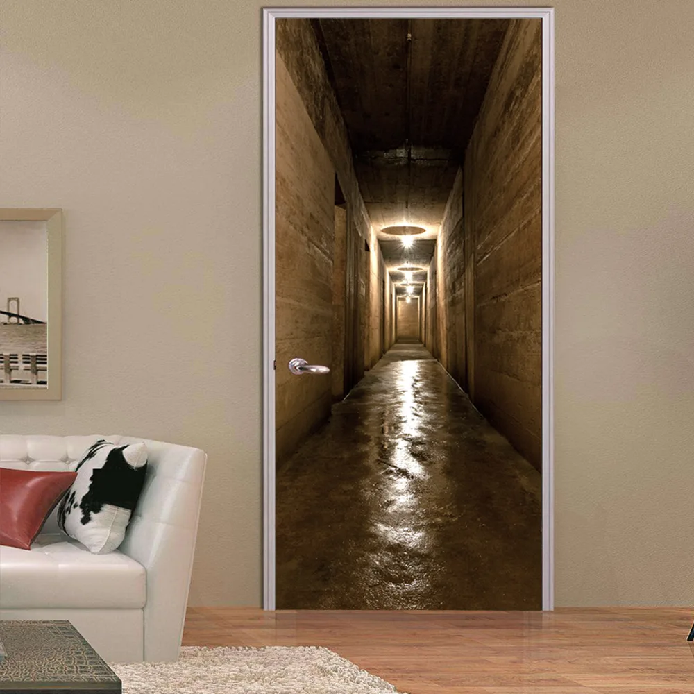 Branches Scary Rooms Tunnel Corridor Stickers 3D Bedroom Living Room Door Poster Mural Home Decor Decals Factory Supply | Дом и сад