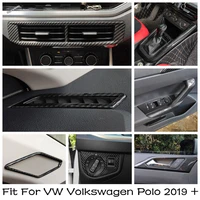 a pillar loudspeaker doorknob handle stalls gear shift air ac cover trim carbon fiber for vw volkswagen polo 2019 2022