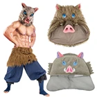 Demon Slayer: Kimetsu no Yaiba Inosuke Hashibira Косплей Костюм Маска Брюки фартук чехол для ног реквизит для костюма