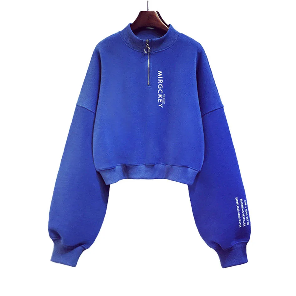 

Women Hoodie With A Zipper Jacket Sprint Autumn Korean Fashion Round Neck Loose Casual Print Letter Sweatshirt Short Hoodies