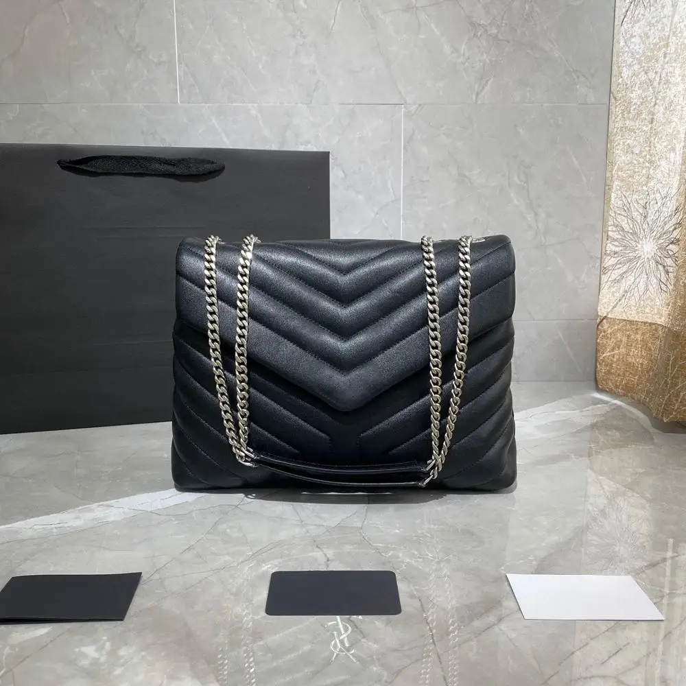

2020 new high end customized brand luxury women's handbag chain messenger bag postman bag loulou y leather