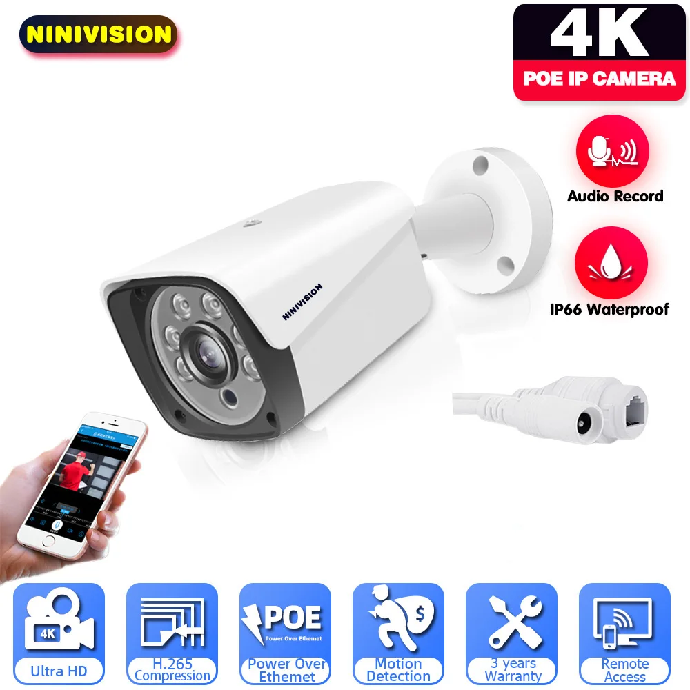

IP-камера видеонаблюдения H.265 Ultra HD, 4K, 8 Мп, POE, 3840X2160