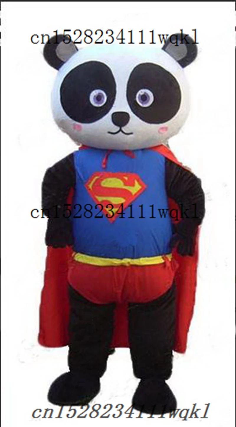 Маскарадные Костюмы супергероев мультяшная панда косплей для Хэллоуина маскотэ